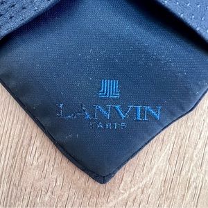 LANVIN PARIS Tie Pure Silk Blue Color Polka Dots Made In France‎